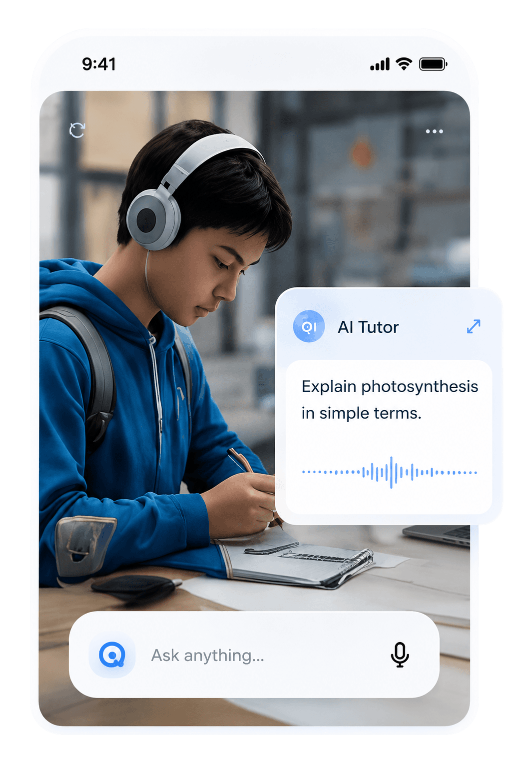 A student learning with an AI tutor on a phone