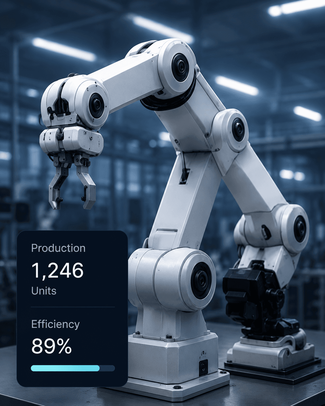 A robotic arm on an automated production line